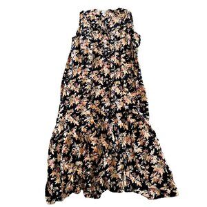April Cornell Maxi Dress Retro Vintage Floral 50s style size M front buttons